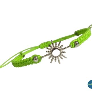 Pulsera entrepieza Sol y Luna verde